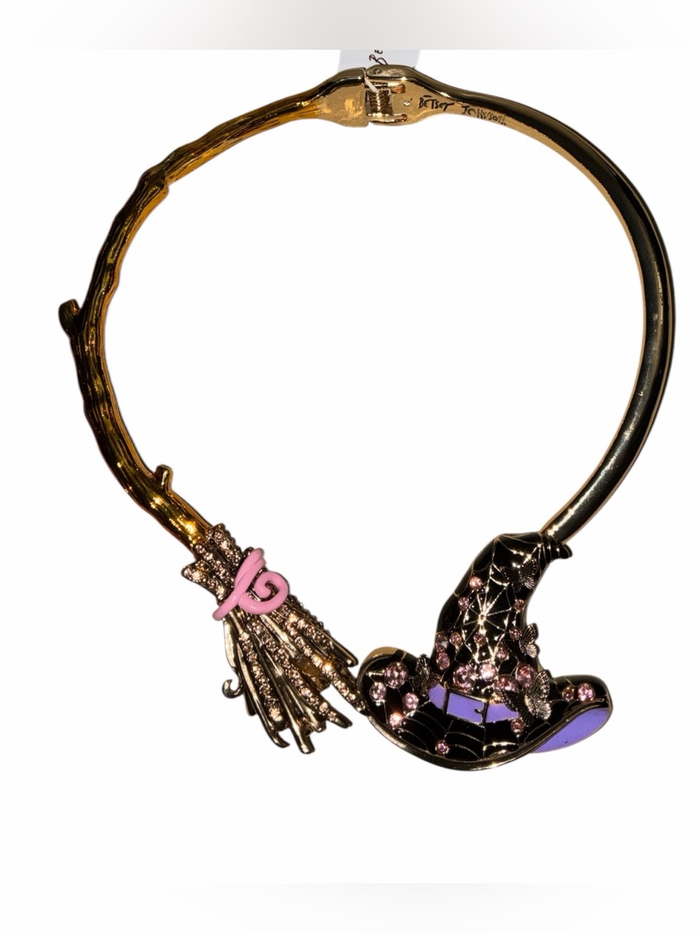 Betsey Johnson NWT Witch Hat & Broom Necklace, Discontinued/Rare Style